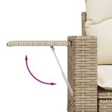 vidaXL Loungeset met Kussens, Poly Rattan, Beige