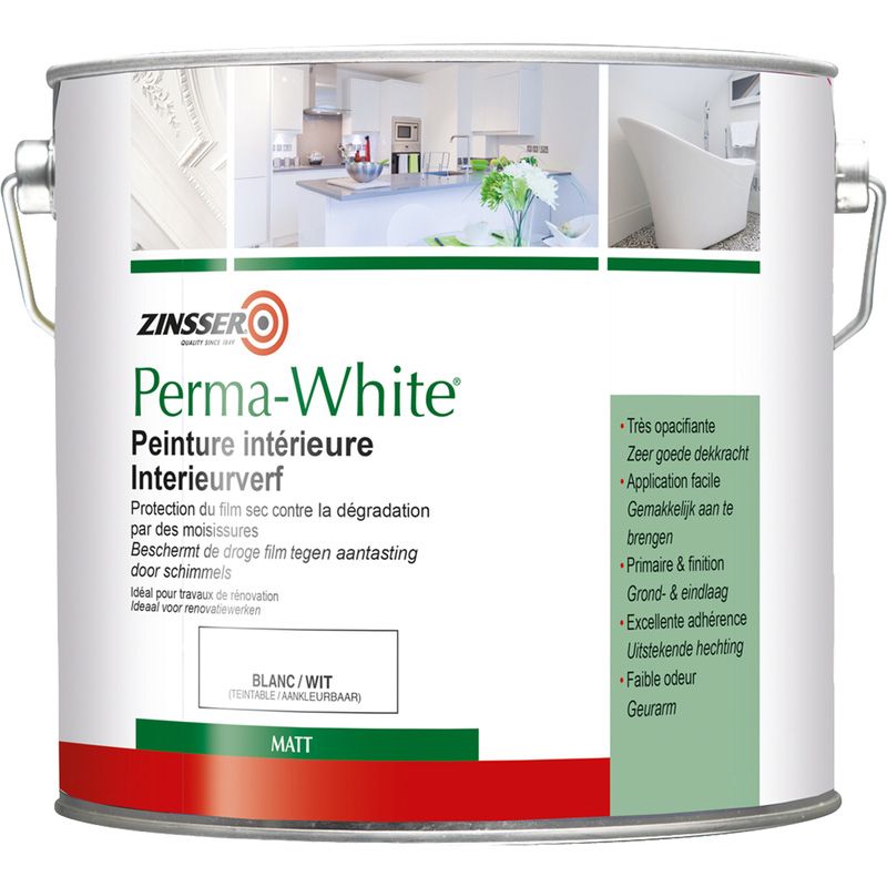 Zinsser Perma-White mat interieurverf 2.5L wit
