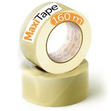 OFITURIA Transparante verpakkingstape voor het verpakken van kartonnen verzenddozen, bruiloft, veilig verpakkingsproduct (48 mm x 160 m, transparant, 2 rollen)