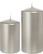 Trend Candles - Cilinder Stompkaarsen set 2x stuks zilver 8 en 12 cm
