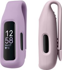 kwmobile 2x Clip Holders for Fitbit Inspire 3 / Inspire 2 / Ace 3 Clip On - Fitness Tracker Case Holder Replacement Set - TPU Silicone Tracker Holder for Sport - Light Lavender / Dusty Pink
