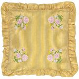 Wylder Martha Geborduurd Ruche Polyester Gevuld Kussen - Geel - 50x50cm