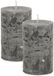 Atmosphera Bougie pilier/bougie cylindrique - 2x - anthracite - 5 x 8 cm - petit modèle rustique