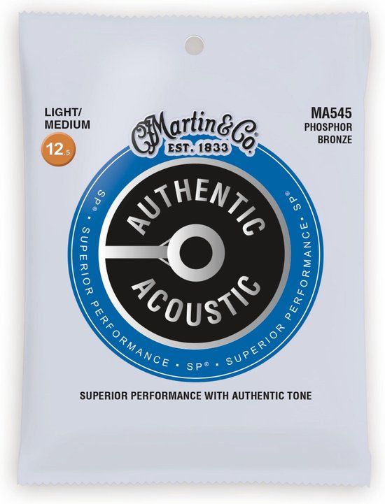 Martin MA545 Authentic Acoustic SP Phosphor Bronze Light/Medium 12.5-55 - 6-pack