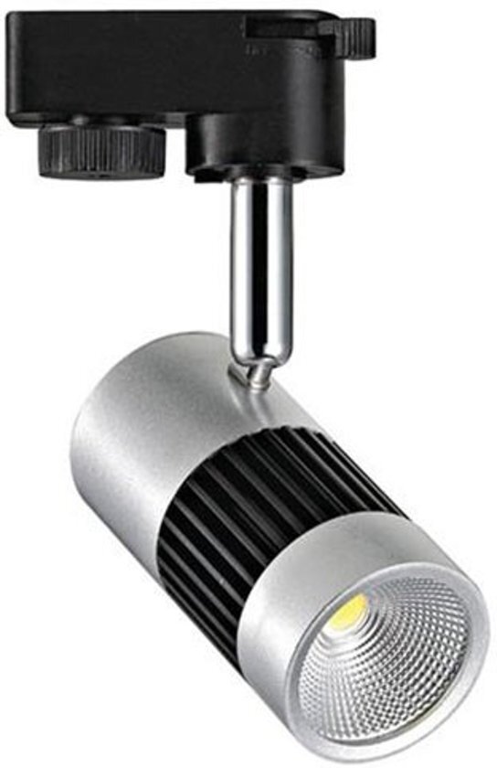 BES LED LED Railverlichting - Track Spot - 13W 1 Fase - Rond - Natuurlijk Wit 4200K - Mat Zwart/Zilver Aluminium