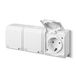 ELEKTRO-PLAST HERMES Prise triple, montage en saillie, IP44, protection contre l'eau, pour extérieur, blanc