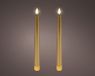 Lumineo bougies LED - 2 pièces, or/blanc chaud avec effet flamme de feu