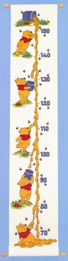 Designer Stitches borduurpakket H22 winnie the pooh, groeimeter/meetlat, honing