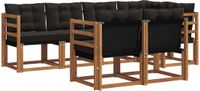 vidaXL - Hoek loungeset - 7 zitplaatsen - Acacia hout - Naturel en zwart