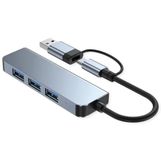 VALUE USB 3.2 Gen1 metalen hub, 4x type A, (1x USB 3.2Gen1 + 3x USB 2.0), type A+C aansluitkabel