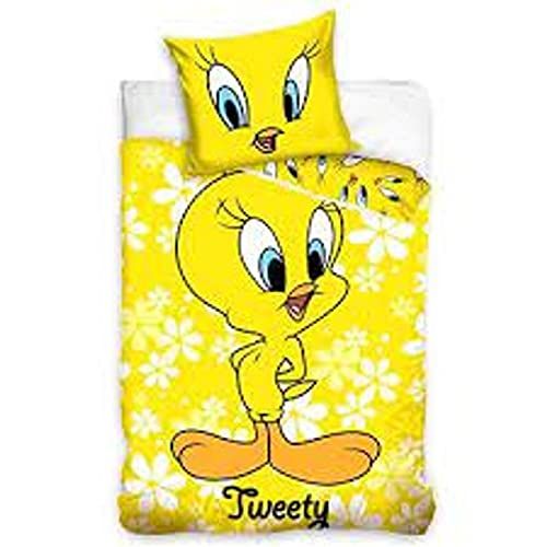 Looney Tunes Tweety dekbedovertrek - 100 x 135 cm - katoen - geel