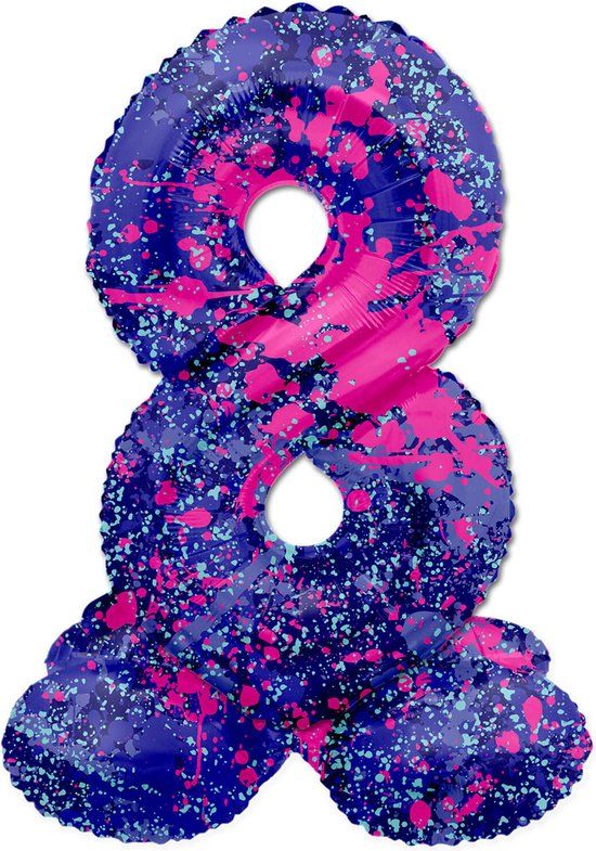 Folat Staande Folieballon Cijfer 8 Paint Splash - 72 cm