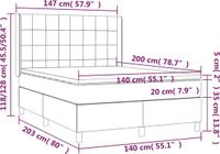 vidaXL Boxspringbed met hoofdeinde van stof, lichtgrijs, 147x203 cm