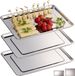 Relaxdays Serveerschaal - 3 stuks - RVS - Zilver - 33x26,5 cm