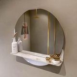 Mondiaz Badkamerspiegel - rond 60cm - spiegelplanchet - kleur Frappe