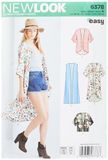 New Look Naaipatroon 6378: Misses' Easy Kimono's met lengtevariaties, maat A (XS-S-M-L-XL)