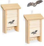 Relaxdays Vleermuiskast - set van 2 - hout - lichtbruin