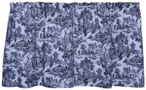 Ellis Curtain Victoria Park Toile 68-Inch-by-30 Inch Getailleerde Tier Gordijnen, Zwart