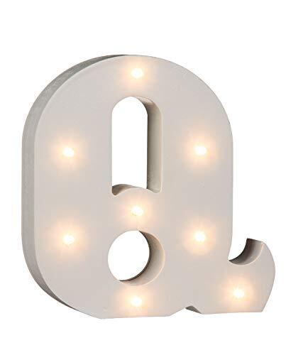 Out of the Blue 57/6090 - houten letter "Q" verlicht met 8 LED-lampen, werkt op batterijen, ca. 16 cm