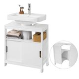 SoBuy FRG128-II-W Wastafelonderkast met 2 Schuifdeuren, Smalle Badkamer Opbergkast - Wit
