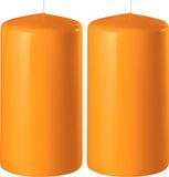 Orange 2x Bougies cylindriques/Bougies coniques 6 x 8 cm 27 heures de combustion