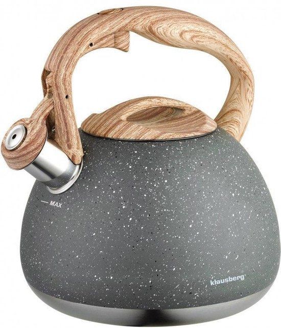 Merkloos KLAUSBERG 7509 - Fluitketel - grijs marmer - 2.8 liter