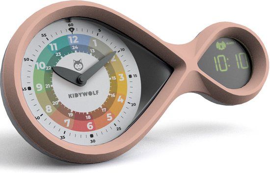 KIDYWOLF KIDYALARM Educatieve Wekker Nude – LED Scherm, 3 Wijzerplaten, Wekker & Snooze, Nachtlamp, 6+