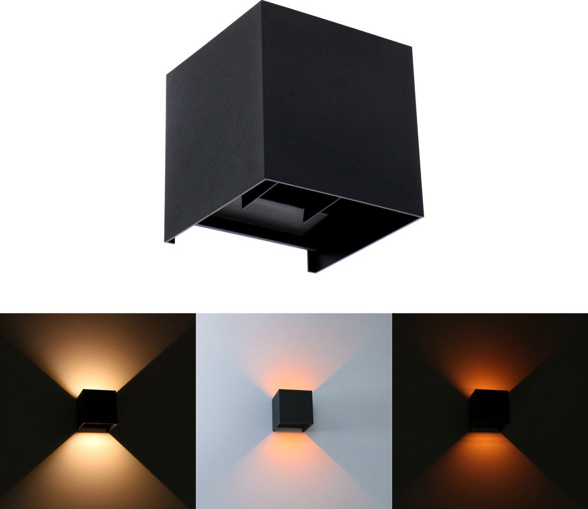 Proventa Kubus Wandlamp - Dimbaar - Zwart - Aluminium - Binnen & Buiten