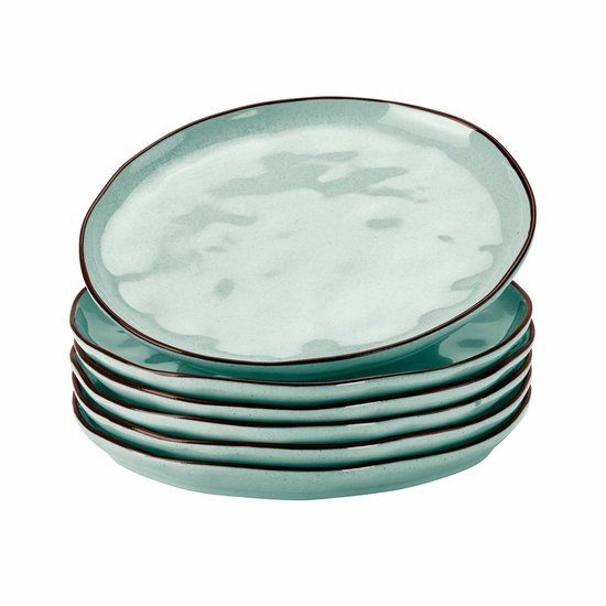 LOBERON Dessertbordje set van 6 Biarré turquoise