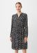 comma casual identity Jurk zwart zebraprint lange mouw V-hals viscose 34