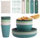 Merkloos 45-delige plastic dinerset campingbesteksets voor 4 personen met draagtas onbreekbaar servies voor kamperen, picknicks en camperbruiloften