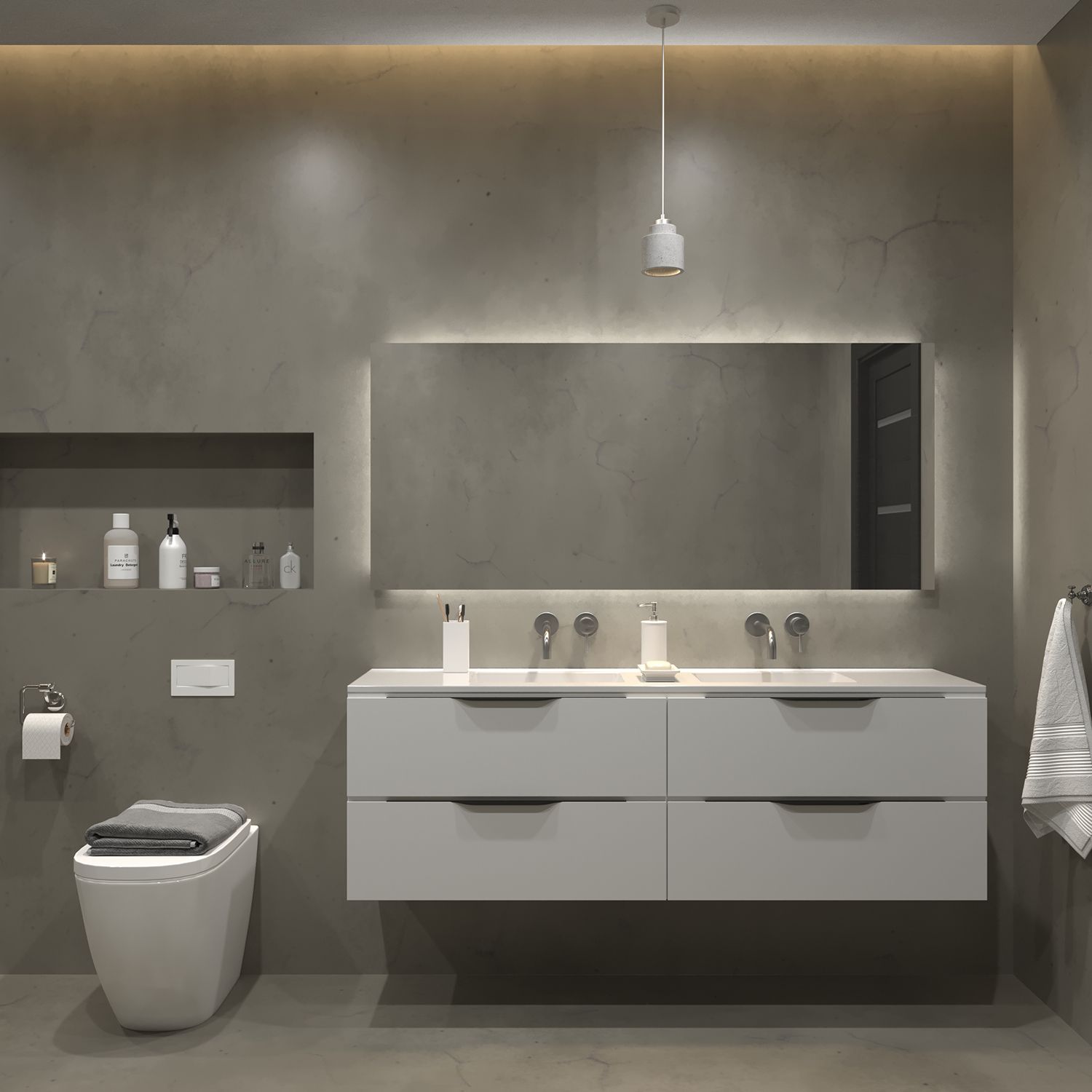 Gliss Design Hera Badkamermeubelset - 140 cm - Mat Zwart - 4 Laden - Mat Wit