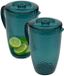 5Five carafe avec couvercle - 2x - 2 litre/2000 ml - bleu pétrole - plastique
