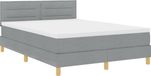 vidaXL LED Box Spring Bed with Headboard Light Grey 140 x 190 cm Fabric
