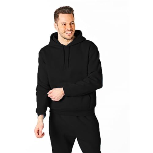 RIPT Essentials Heren Hooded Soft Touch Loungewear Hoodie Sweatshirt Top - Zwart - XL