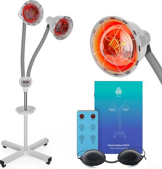 FLEXIE® Infralux 550 – Infraroodlamp met Infralux Warmtelamp - Rood Licht Lamp voor Gewrichten/Spieren/Huid – Red Light – 550Watt