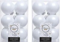 Decoris Kaemingk B.V. 24x Winter witte kunststof kerstballen 6 cm Mat
