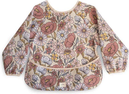 Mushie Slabbetje met mouwen – Retro bloemen