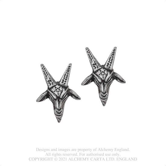 Alchemy Gothic Stud oorbellen Baphomet Studs Zilverkleurig
