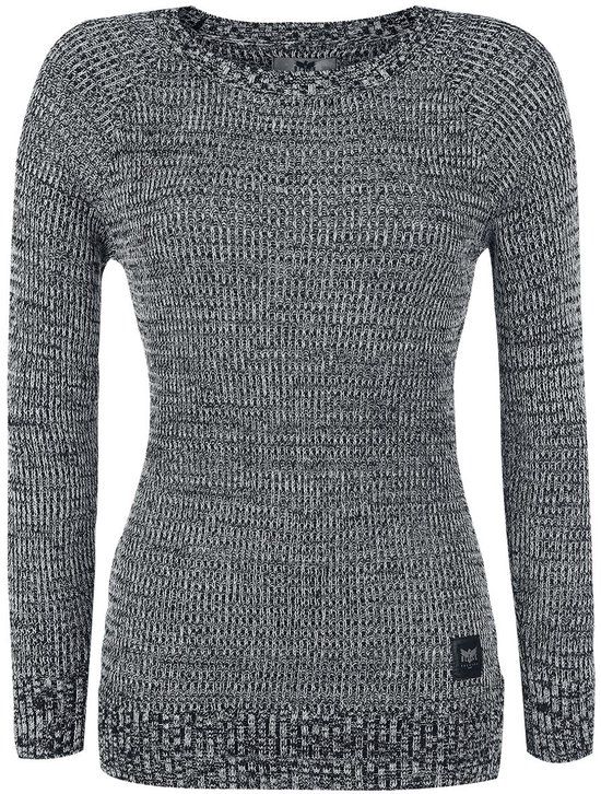 Black Premium by EMP Grijze gebreide trui in melange-look met geribde manchetten - Dames - L