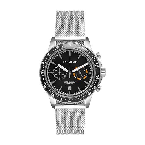 Carlheim Aksel 4005 Herenhorloge Zilver Zwart Mesh Tachymeter