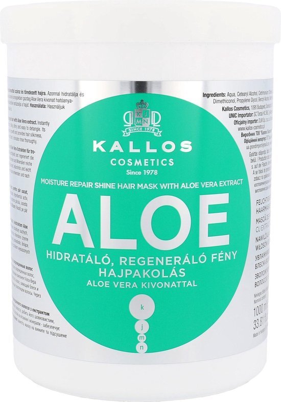 Kallos KJMN Aloë Vera hydraterend, opbouwend haarmasker, 1000 ml