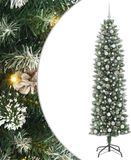 vidaXL Kunstmatige slanke kerstboom groen en wit 240 cm