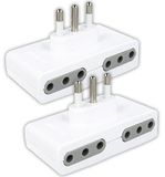 V-TAC Ruimtebesparend meervoudig stopcontact met 4 stopcontacten 10 A en stekker 16 A, 2 stuks, wandcontactdoos voor thuis, kantoor, winkel, bedrijf, ruimtebesparend, slim – Italiaanse stekkers en