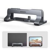 Axagon STND-VG Vertikaler Laptop-Ständer, Aluminium, Grijs
