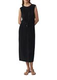 s.Oliver Jurk Zwart Polyester Plisse Lange Mouw Ronde Hals 46