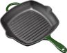 Poêle grill en fonte, poêle à frire, 21 x 21 cm, poêle à steak en fonte, poêle à rôtir pour viande, légumes, émaillée, verte