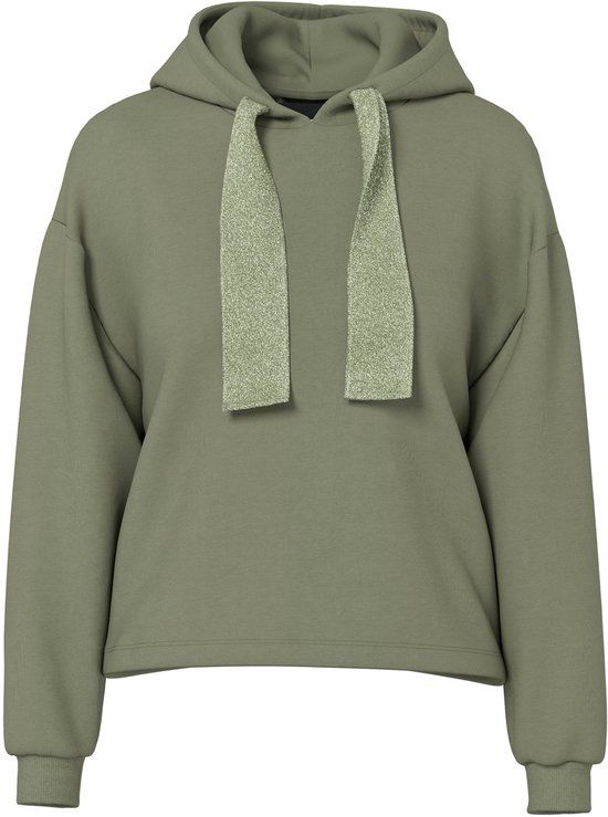 PIECES - PCCHILLI LS GLITTER HOODIE NOOS BC - Meisjes - Sweaters - M - Katoen/Polyester - Deep Lichen Green