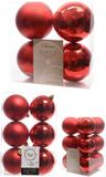 Decoris Kaemingk B.V. Kerstversiering kunststof kerstballen rood 6-8-10 cm pakket van 22x stuks