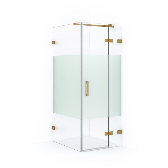 Maxaro Douchecabine Diamond 100x80cm 8mm Helder Veiligheidsglas met Matte Strook Goud